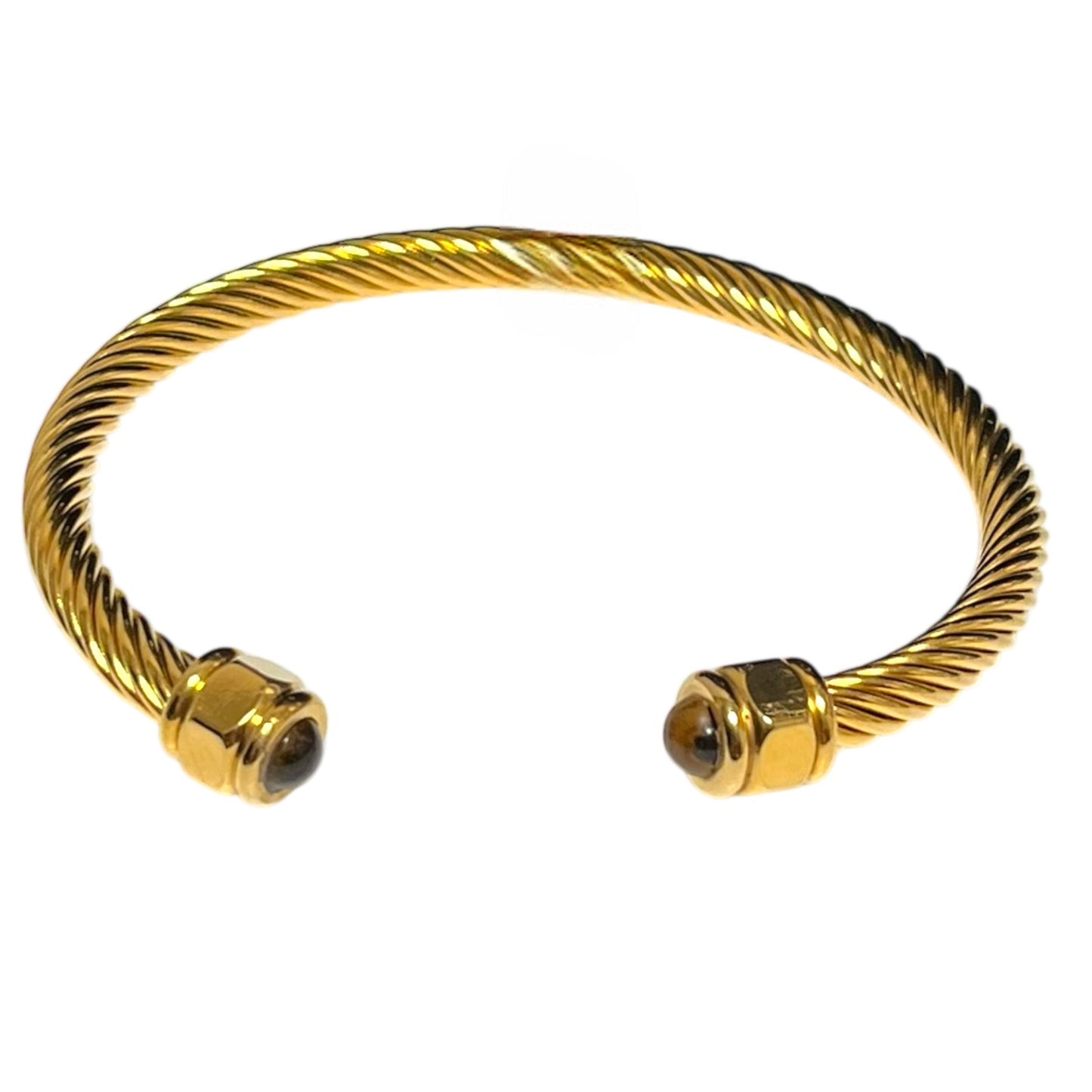 Brazalete abierto trenzado de acero inoxidable