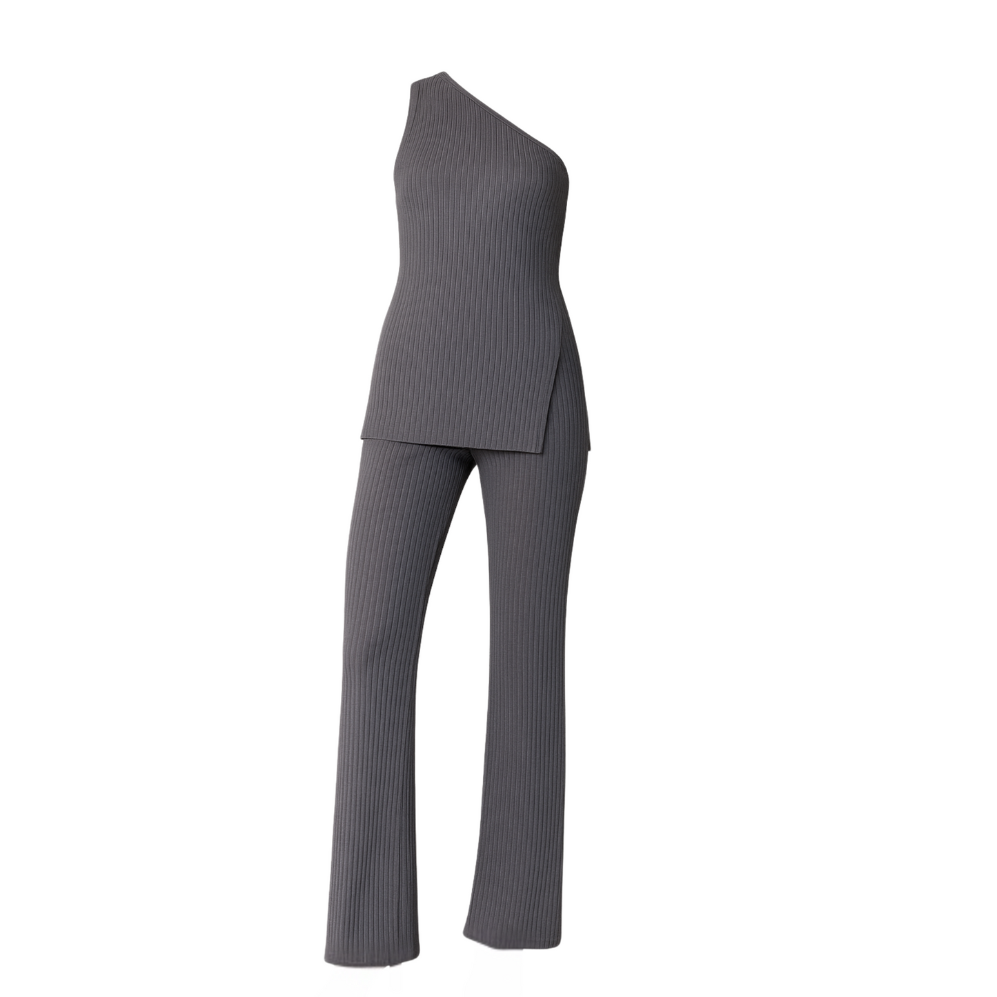 Conjunto Tejido de Pantalón y Top Asimétrico para Mujer