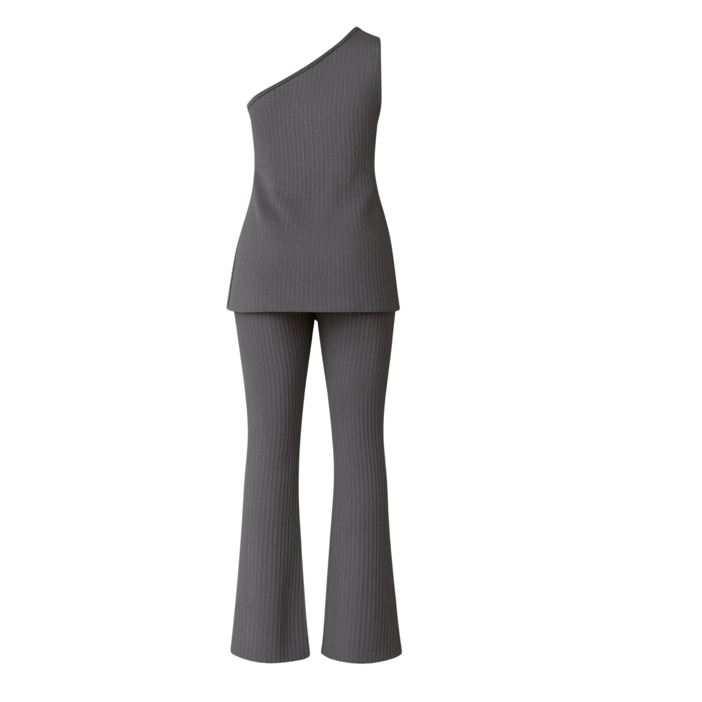 Conjunto Tejido de Pantalón y Top Asimétrico para Mujer