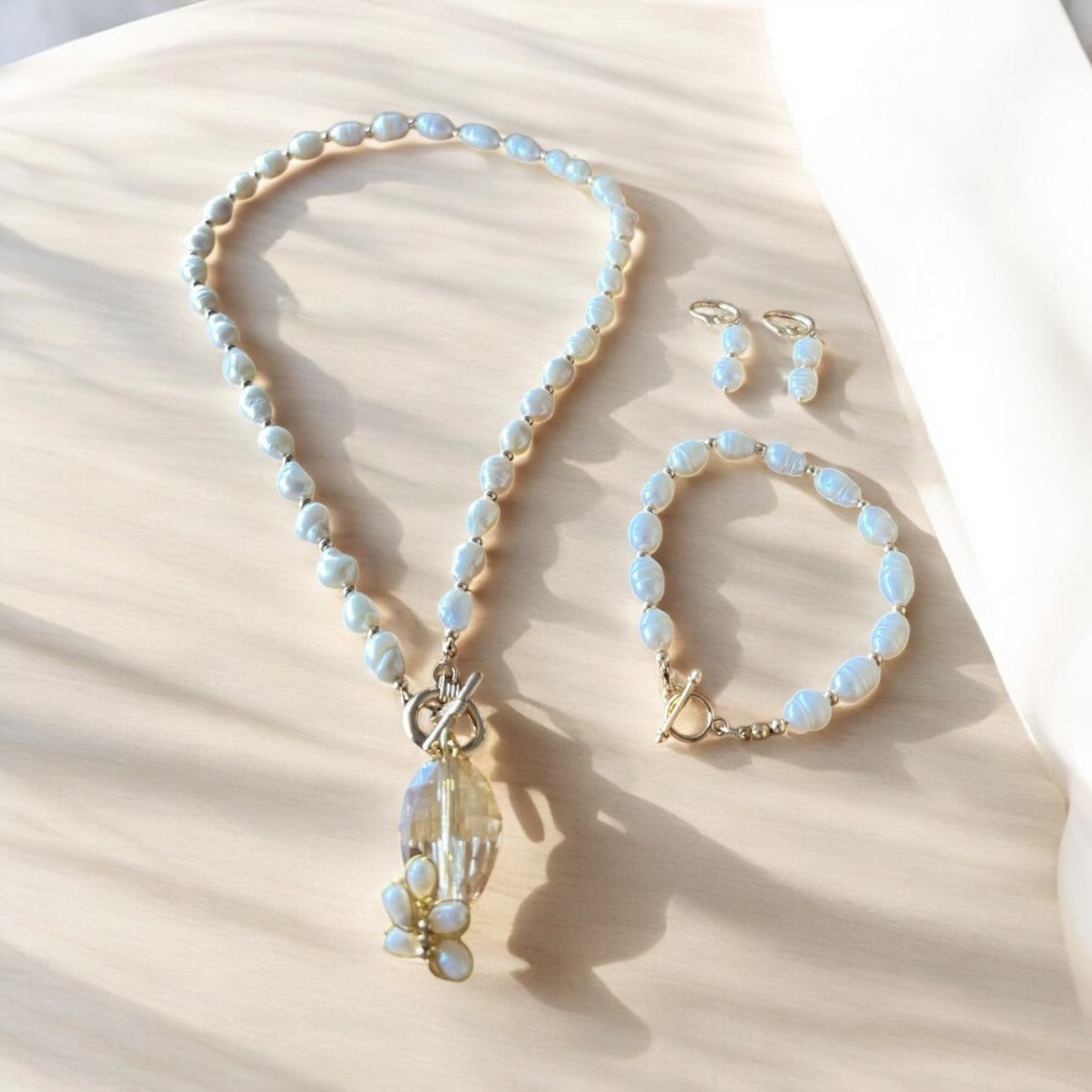 Set Mara – Collar, Pulsera y Aretes de Perlas Naturales