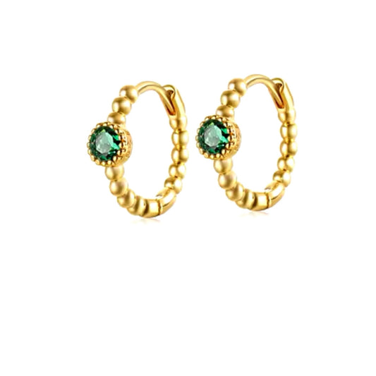 Set de Aretes Zirconia Verde –  Baño Oro 14K