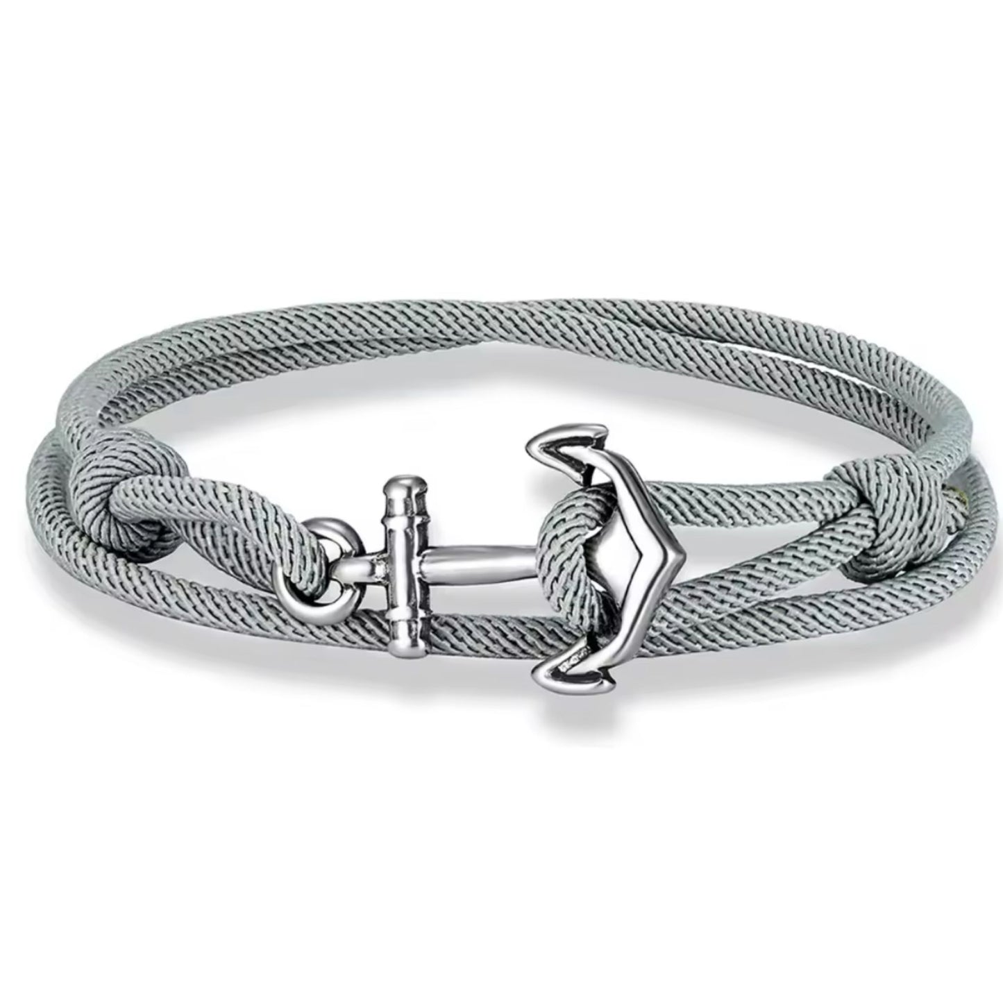 Brazalete con Ancla de Acero Inoxidable – Cordón Ajustable Masculino