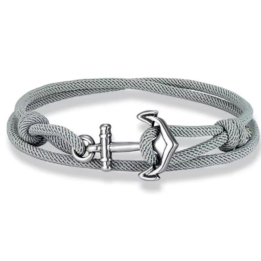 Brazalete con Ancla de Acero Inoxidable – Cordón Ajustable Masculino