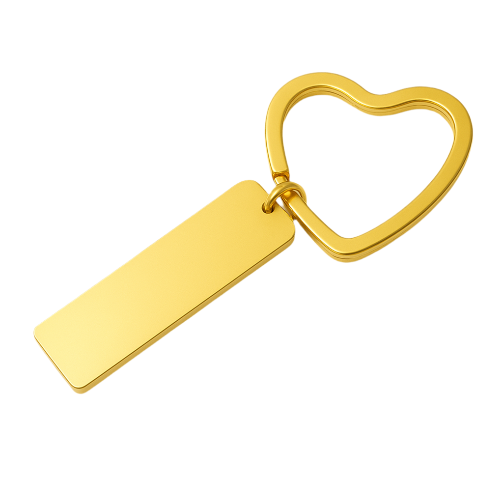 Llavero personalizado corazón – Asa en forma de corazón (Dorado)