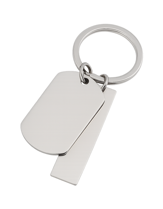 Llavero doble placa grabados – Personalizado con 2 grabados