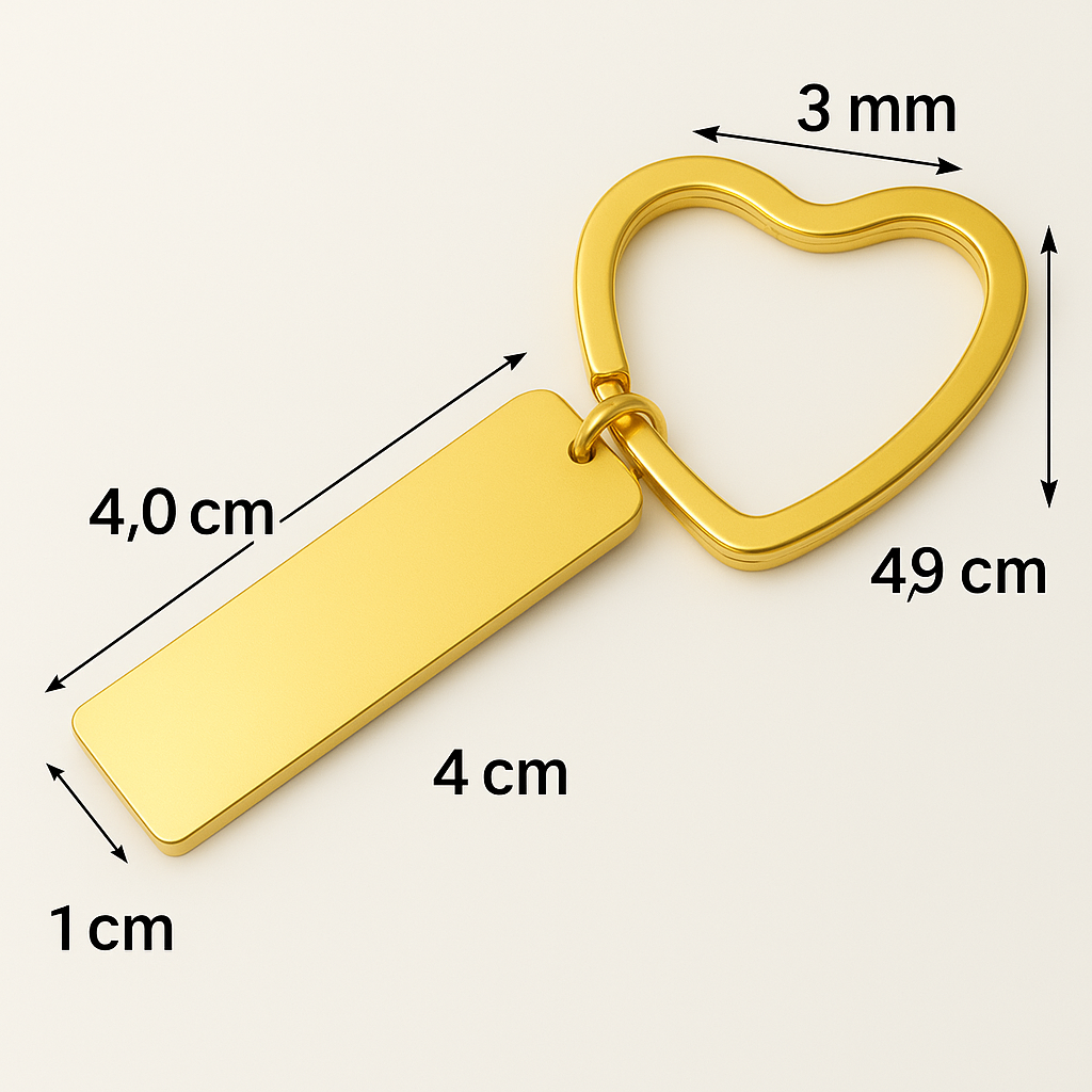 Llavero- grabadolaser-corazón-dorado