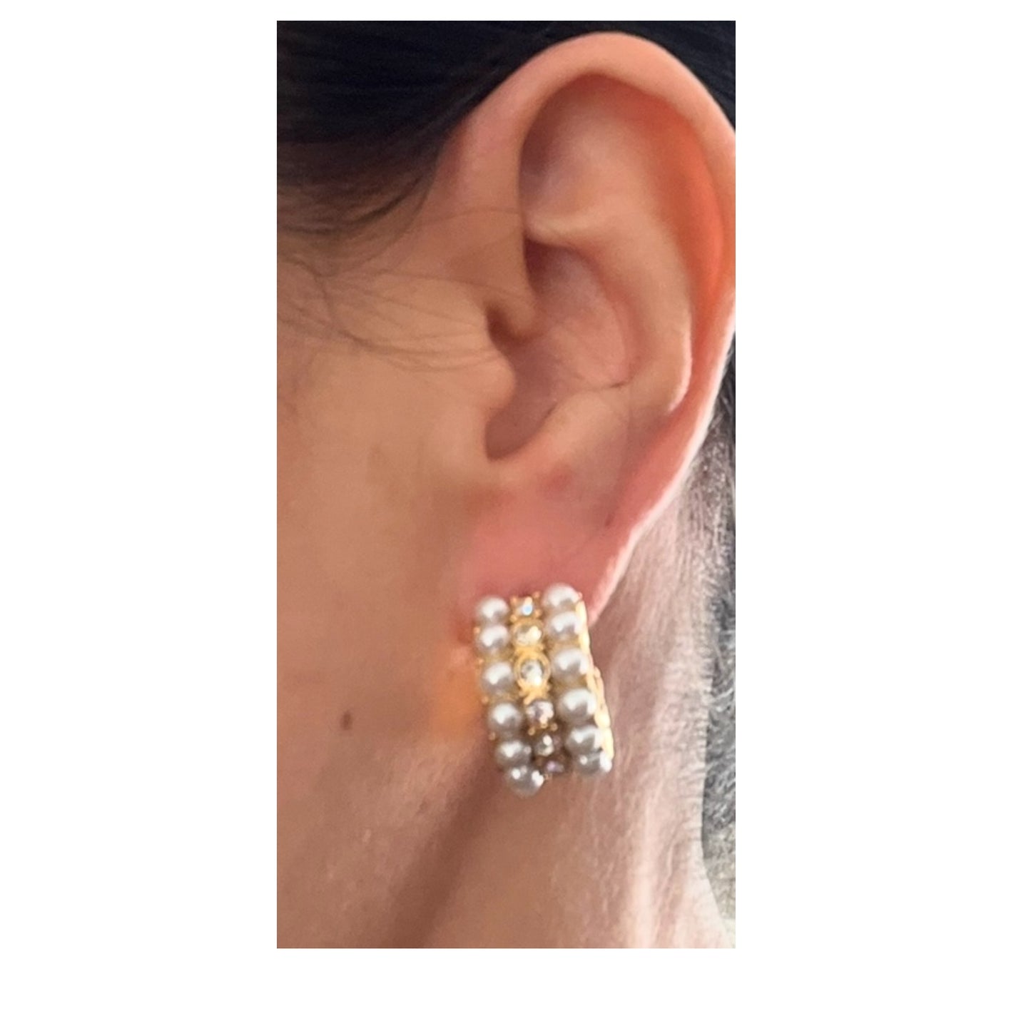 Arracadas en Acero Inoxidable con Perlas y Circonita