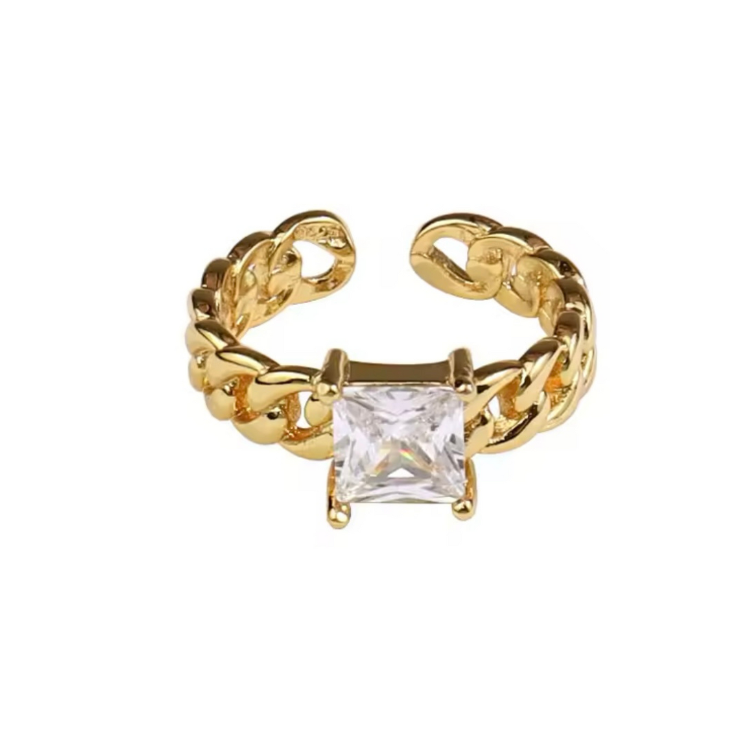 Anillo Aura Real – Solitario ajustable dorado