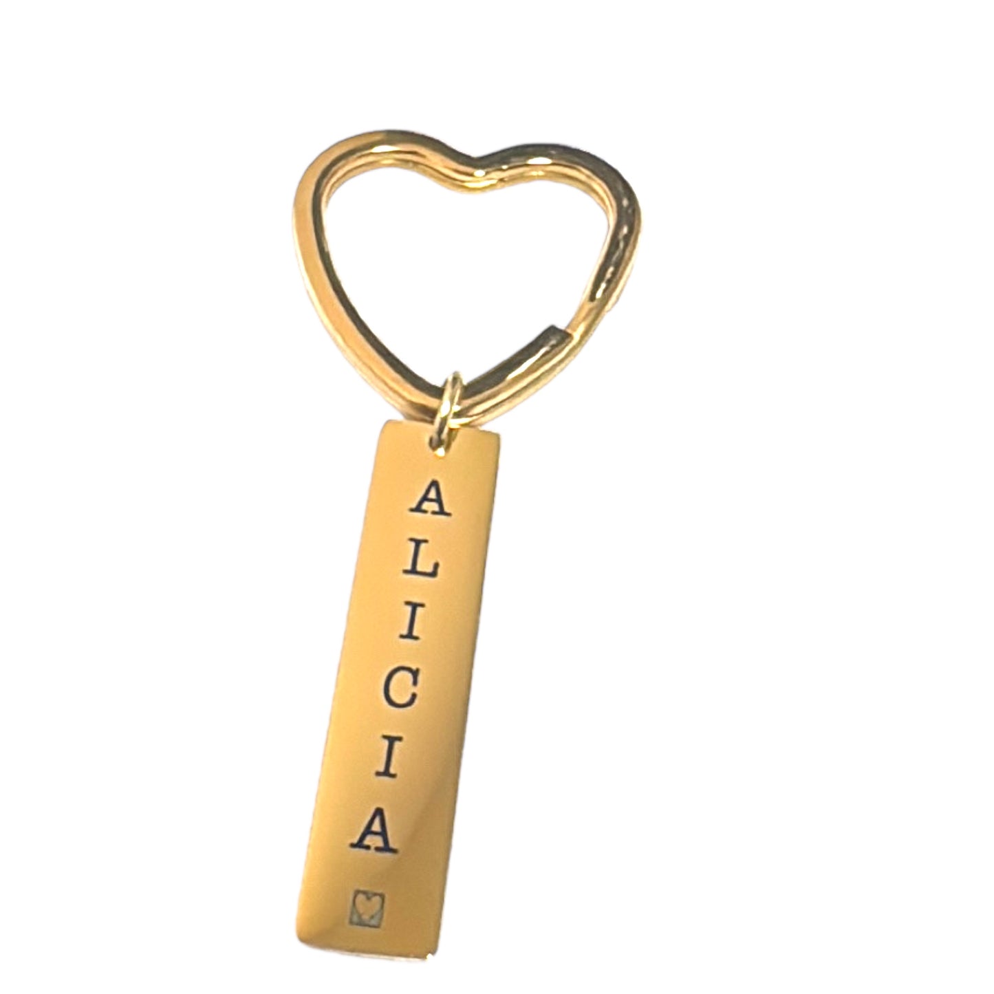Llavero personalizado corazón – Asa en forma de corazón (Dorado)