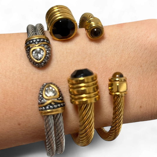Brazalete abierto trenzado  de acero inoxidable
