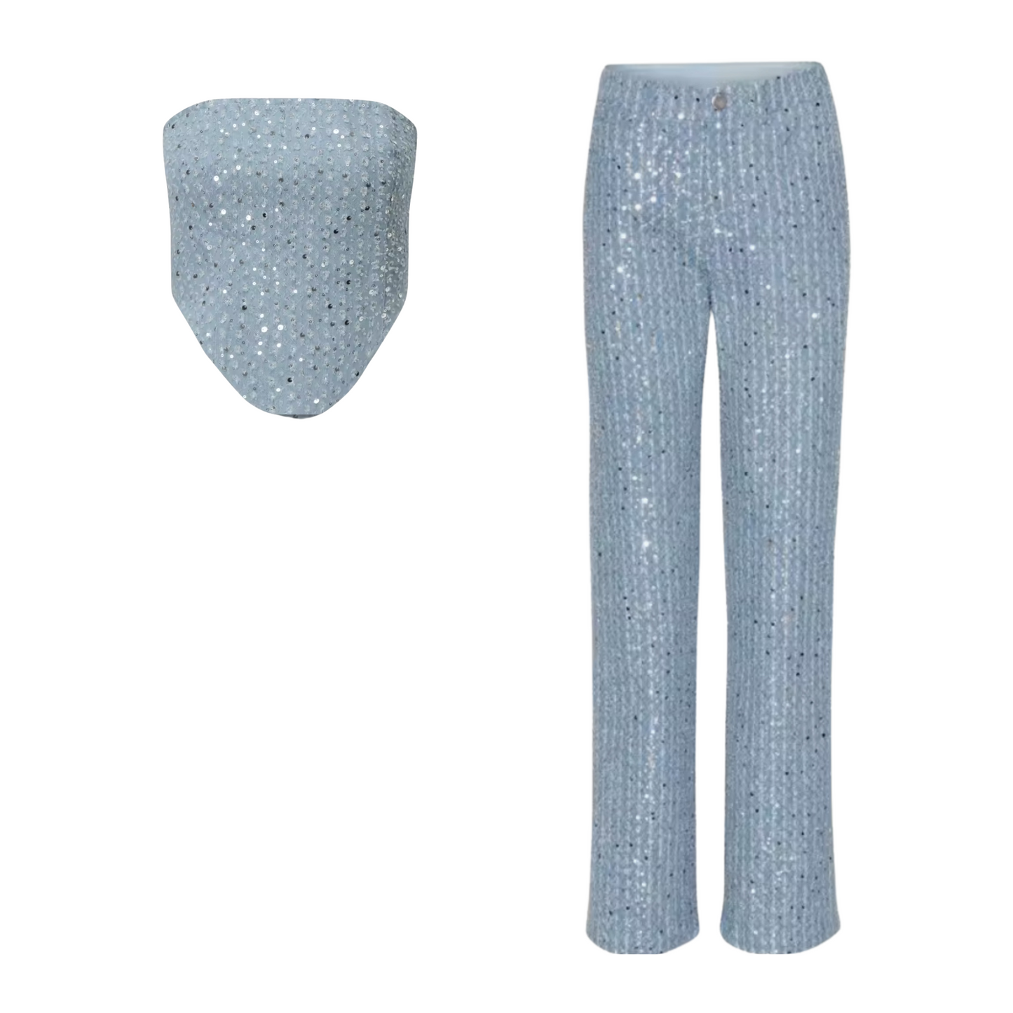 Conjunto - Top y Pantalón de Mezclilla Ligera para Mujer