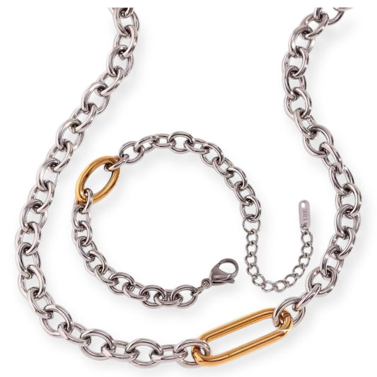 cadena chunky acero inoxidable 316L oro 18K mujer 40+5cm impermeable hipoalergénica
