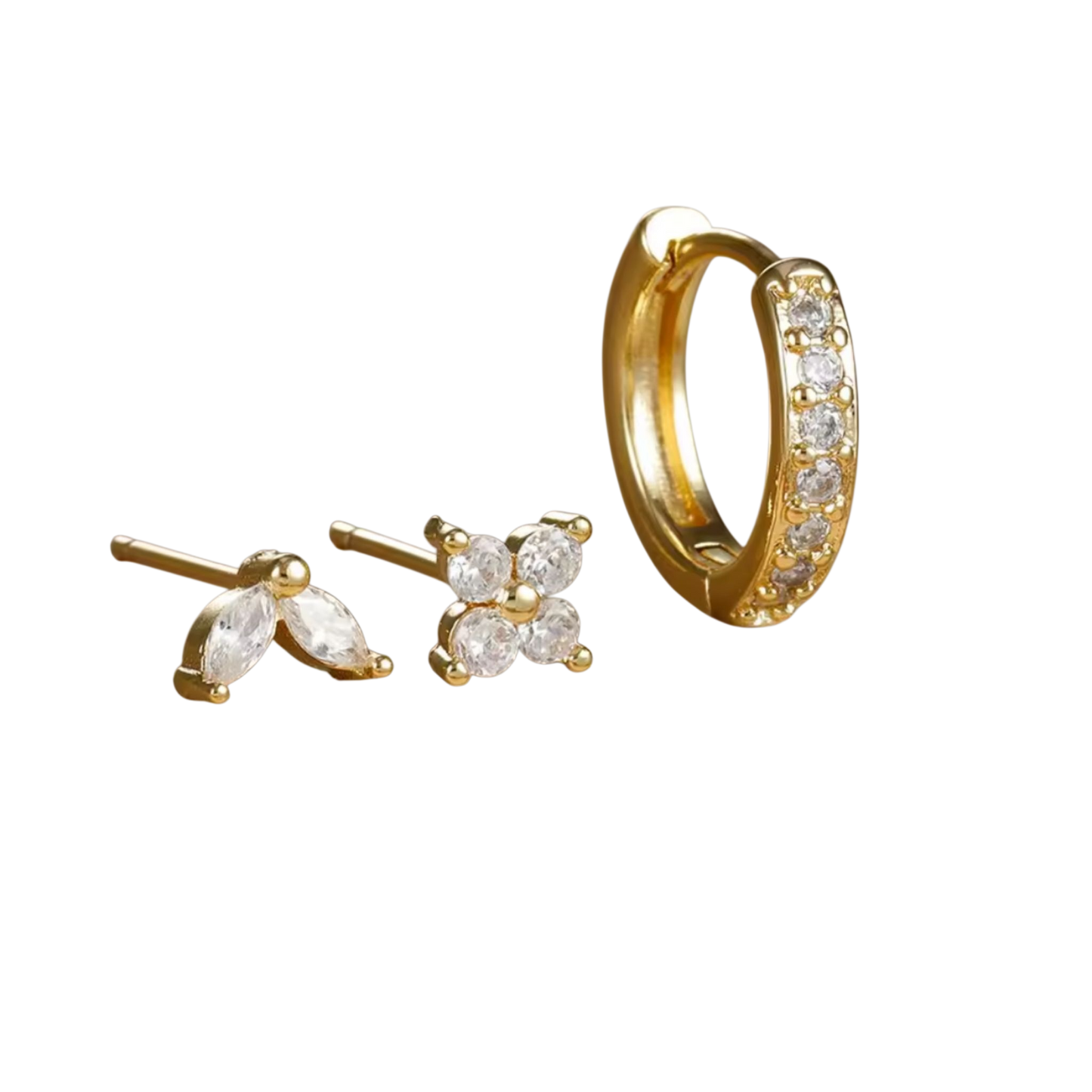 Set de Aretes Variados – Acero Inoxidable con Baño de Oro 18K
