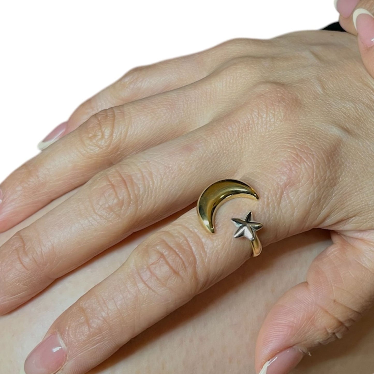 Anillo trendy luna con estrella acero inoxidable