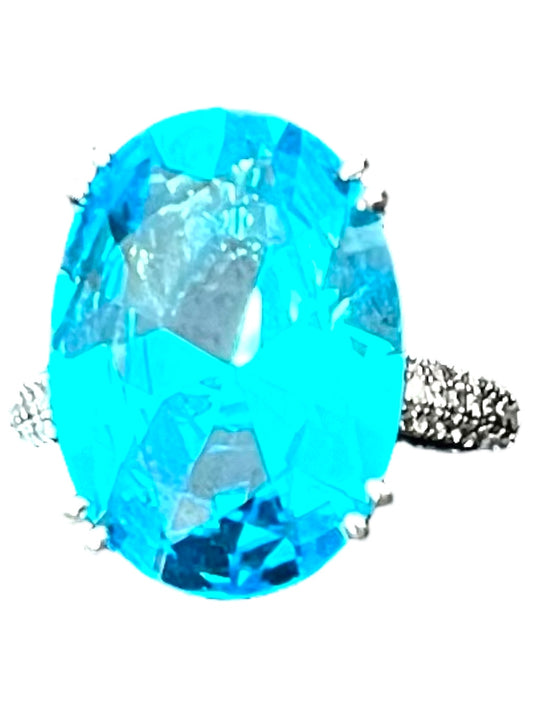 hermoso anillo plateado con piedra azul ajustable-bisuteria fina