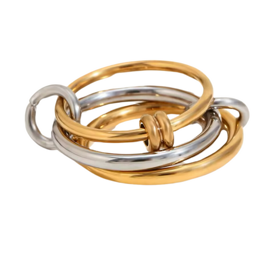 Anillo Fusión – Triple en dos tonos acero 18K
