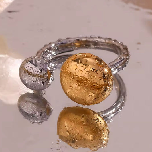 Anillo doble – Acero Inoxidable Chapado en Oro de 18K