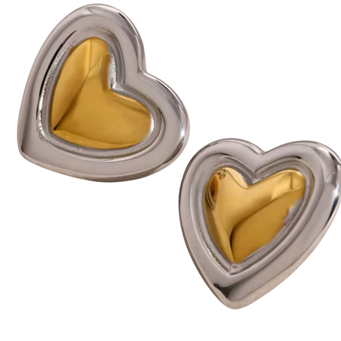 Aretes Corazón  – Acero dorado y plateado