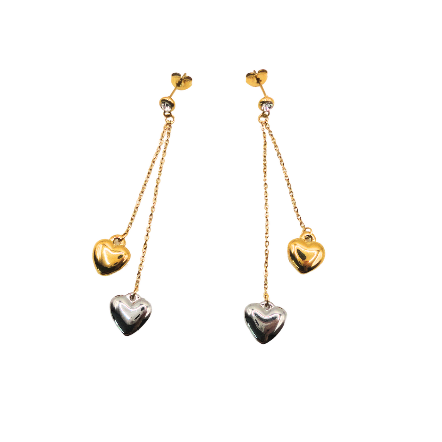 Aretes  Lulu de Acero Inoxidable con Diseño de Corazones Colgantes