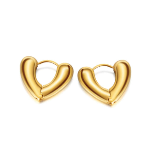 Bianca Aretes Tipo Arracada – Aro Geométrico de Acero Inoxidable con Chapado en Oro de 18K